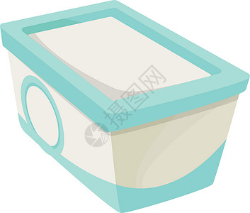酸奶图标塑料食品盒卡通漫画图标 黄油或奶酪包插画