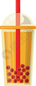 劲霸图标塑料茶杯中的泡泡茶 塔皮欧卡饮料图标插画