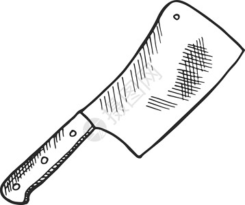 刀画肉类切肉用屠夫刀插画