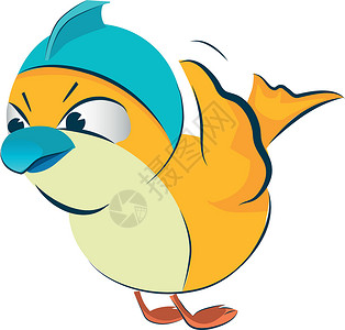 超级生气小鸡愤怒的黄鸟飞翔 有趣的卡通吉祥物插画