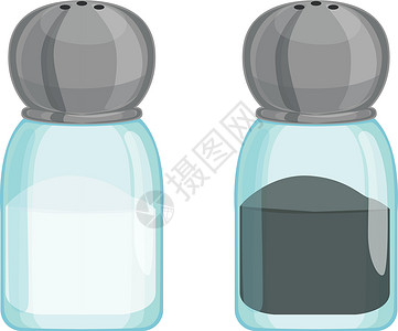 胡椒瓶盐和胡椒搅拌器 表调味卡通画图标插画