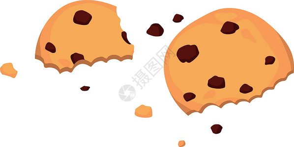 巧克力碎片巧克力薯片碎饼 卡通食品粉碎插画