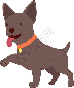 领雀嘴鹎可爱的小狗在领圈里 友善的狗和舌头设计图片