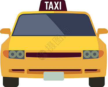 黄色的车出租车汽车图标 黄色出租车前视图设计图片