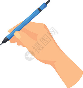 蓝铅笔素材手写蓝笔 写纸条或签名文档 卡通矢量插图设计图片
