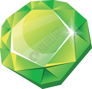 夹胶玻璃绿色绿宝石 彩色幻想宝石 卡通矢量图解 图标插画
