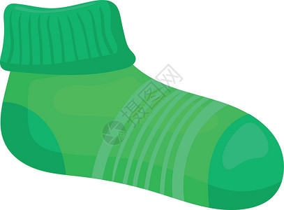 运动袜 绿条纹卡通时装图标插画