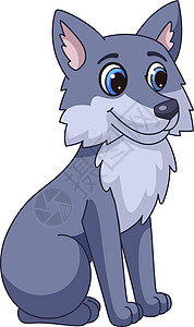 卡通狼 可爱的灰色野狼 野狗吉祥物高清图片