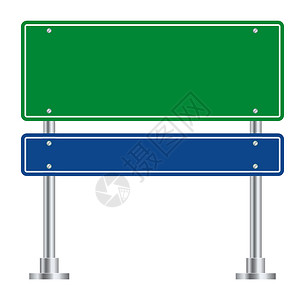 高速路牌广告路牌 绿色蓝色高速公路信息板插画