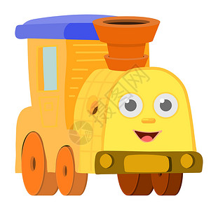 卡通玩具火车玩具火车 可爱的滑稽机车 卡通人物插画