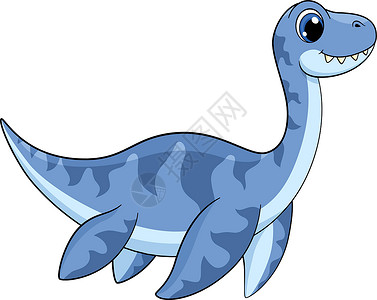 海洋史前动物 卡通蓝恐龙游泳背景图片