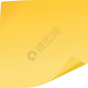 黄色背景纸黄色粘贴纸条模板 有切合实际的卷曲角插画
