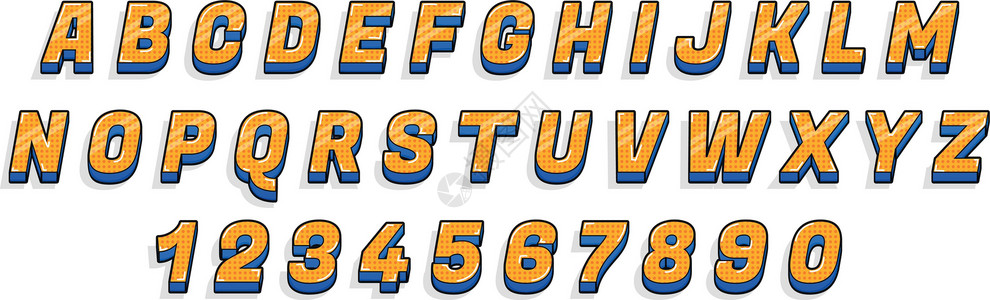 超级会员日字体动漫字母表 retro超级英雄风格 abc 字体设计图片
