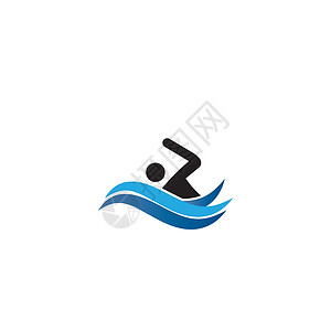 游泳标识游泳标志俱乐部白色水池蝴蝶运动蓝色标识力量插图男人插画