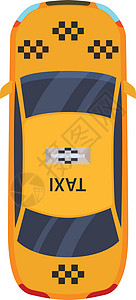 坐出租车出租车车顶最高视图 黄色自动汽车 黑色正方符号设计图片