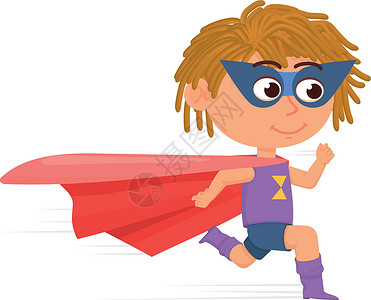 跑超级超级英雄孩子 穿红斗篷可爱的孩子高清图片