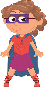 大国外交超级超能力有趣的女孩 英雄孩子的性格插画