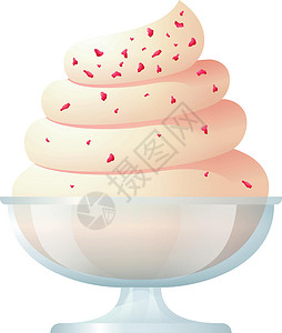 在碗中的冰淇淋圣代图标 卡通软冰淇淋在玻璃中插画