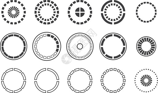 缓冲的圆轮进度指标集集 Hud圆环元素设计图片
