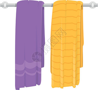 布毛巾用毛巾 洗手间家具 卡通彩色布插画