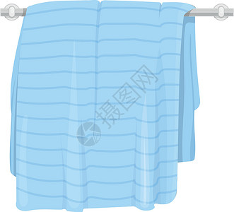 蓝色布背景挂在架子上的手毛巾 卡通脱衣布插画