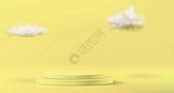 淡黄色的简约背景 用一个空的讲台模拟来展示化妆品背景图片