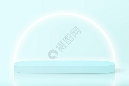 面灯带空讲台的最小度横幅 用于以糊面颜色照明亮光的产品展示插画