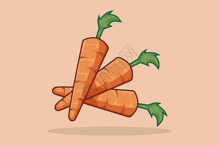 3个胡萝卜世界素食日卡通插图背景图片