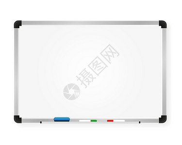 写白板标记的白板 演示文稿 空投影屏幕 在白色背景上隔离的办公和学习工具 向量插画