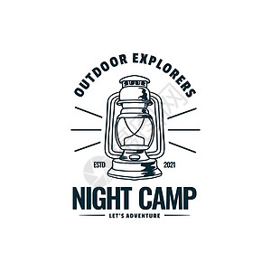 夜间指示灯标识矢量 Logo I 说明夜间营地文具徽章样式插画