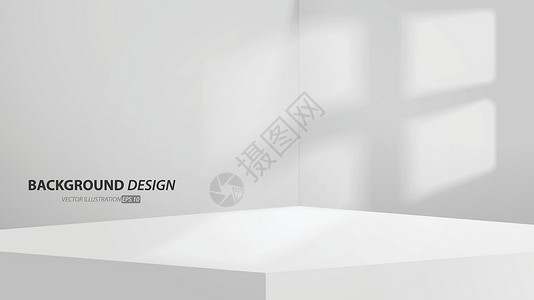 可以燎原空灰色工作室表室和浅色背景 带有复制空间的产品展示 用于展示内容设计 用于在网站上宣传产品的横幅坡度桌子广告建筑学阳光小样场景太插画