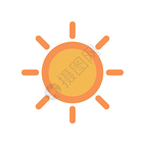 太阳辐射温暖和阳光明媚的天气 太阳图标 向量插画