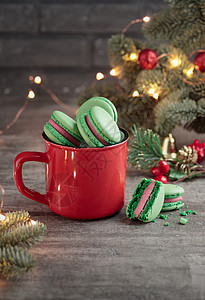 甜甜甜甜点  绿色圣诞红心小吃餐厅咖啡店糖果饼干食物蛋糕背景图片