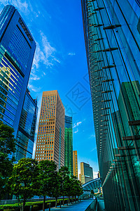 Minato WardShiodome大楼商业美景公寓摩天大楼住宅建筑群办公楼楼梯建筑学景观背景图片