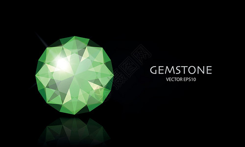 犹太人埃勒里具有三维现实绿色透明宝石 钻石 水晶 埃默拉尔德 莱茵斯顿黑色特辑的矢量横向封条 犹太人概念 Gem设计模板 Clipart插画