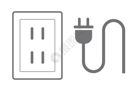 插座线一组电源图标和闭锁插座 矢量插画