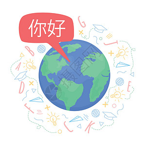 外国人学中文中文社区 2D 矢量孤立插图Name设计图片