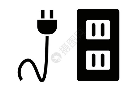 插座线电源和出入口的光影图标 矢量插画