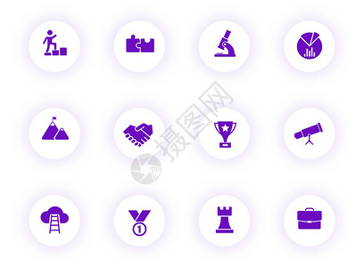 签到成功提示界面设计启动紫色颜色矢量图标上带有紫色阴影的光圆形按钮 为 web 移动应用程序 ui 设计和打印设置的启动图标企业家项目界面商业中风灯插画