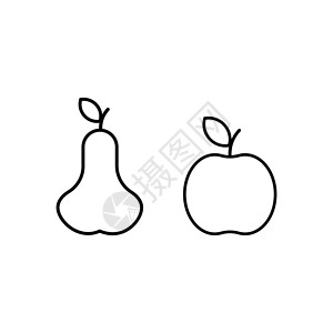 考试大纲苹果和梨图标 用于网络设计的苹果和梨矢量图标大纲插图插画