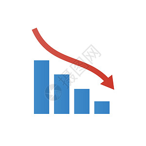 营销产图箭头和条形图图标的下降 业务性能下降 矢量设计图片