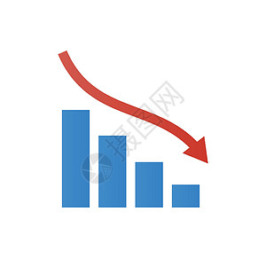 下降图箭头和条形图图标的下降 业务性能下降 矢量设计图片
