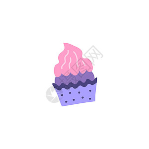 图标糕点糖果生日蓝色派对小吃奶油卡通片紫色蛋糕背景图片