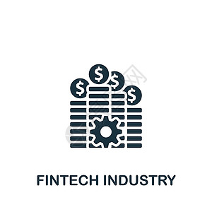 Fintech工业图标 用于模板 网络设计和信息图的单色简单金融技术工业图标知识银行业货币齿轮投资独角兽算法经济采购密码背景图片