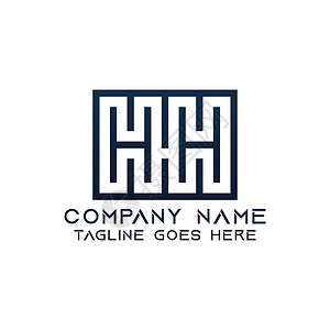 字母 HH 标识设计模板世界插画家字体社区三角形正方形徽标圆圈六边形品牌背景图片
