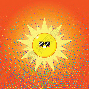 可爱和可敬的太阳漫画Emoji美工设计胡子漫画符号舌头快乐媒体情感社交插图表情背景图片