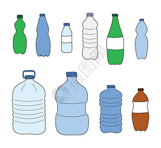 塑料瓶雪碧饮料手抽塑料瓶套装包裹苏打矿物草图收藏果汁涂鸦黑色回收瓶子设计图片