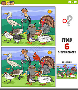 与动漫鸟动物字符不同的教育游戏Name(不同)背景图片