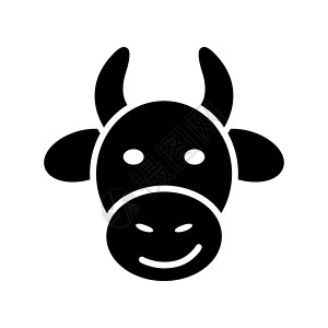 牛头黑素材Cow glyph 图标 农场动物矢量说明字形喇叭牛肉奶制品牛奶水牛食物家畜插图农业插画