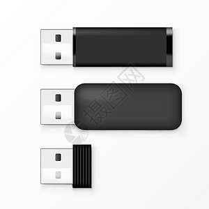 usb驱动器用于广告品牌和企业标识的黑色 USB 闪存驱动器模板公司钥匙礼物办公室身份驾驶金属推广商业物品插画